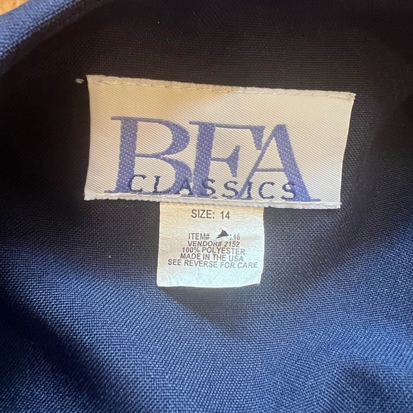 BEA Classics Women’s Navy/White Long Sleeve Blazer Checkered Size 14 Open Front - Picture 4 of 4